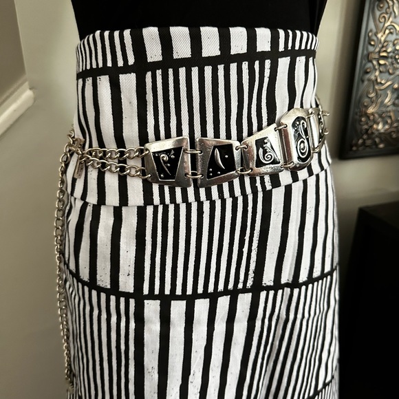🛍️soldout Chicos Chain Link Belt 36-39 XL Adjustable Black Enamel Inlayed - Picture 5 of 14